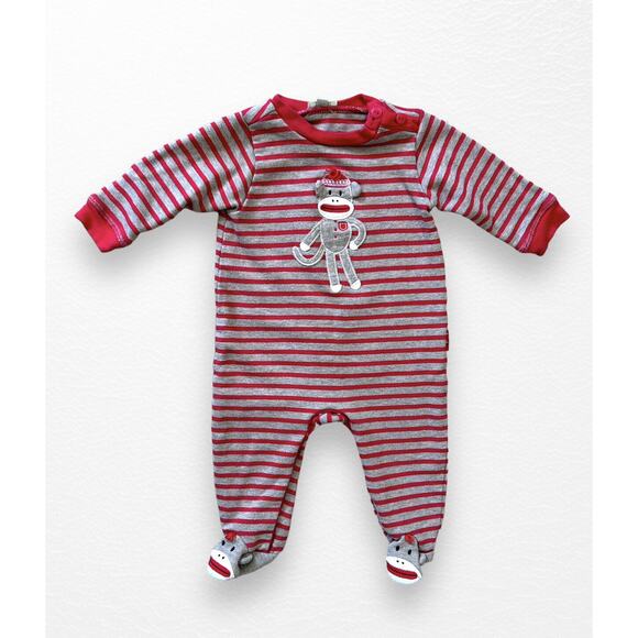 Le Top Sock Monkey Footed Sleeper, 6 Months - Picture 1 of 7